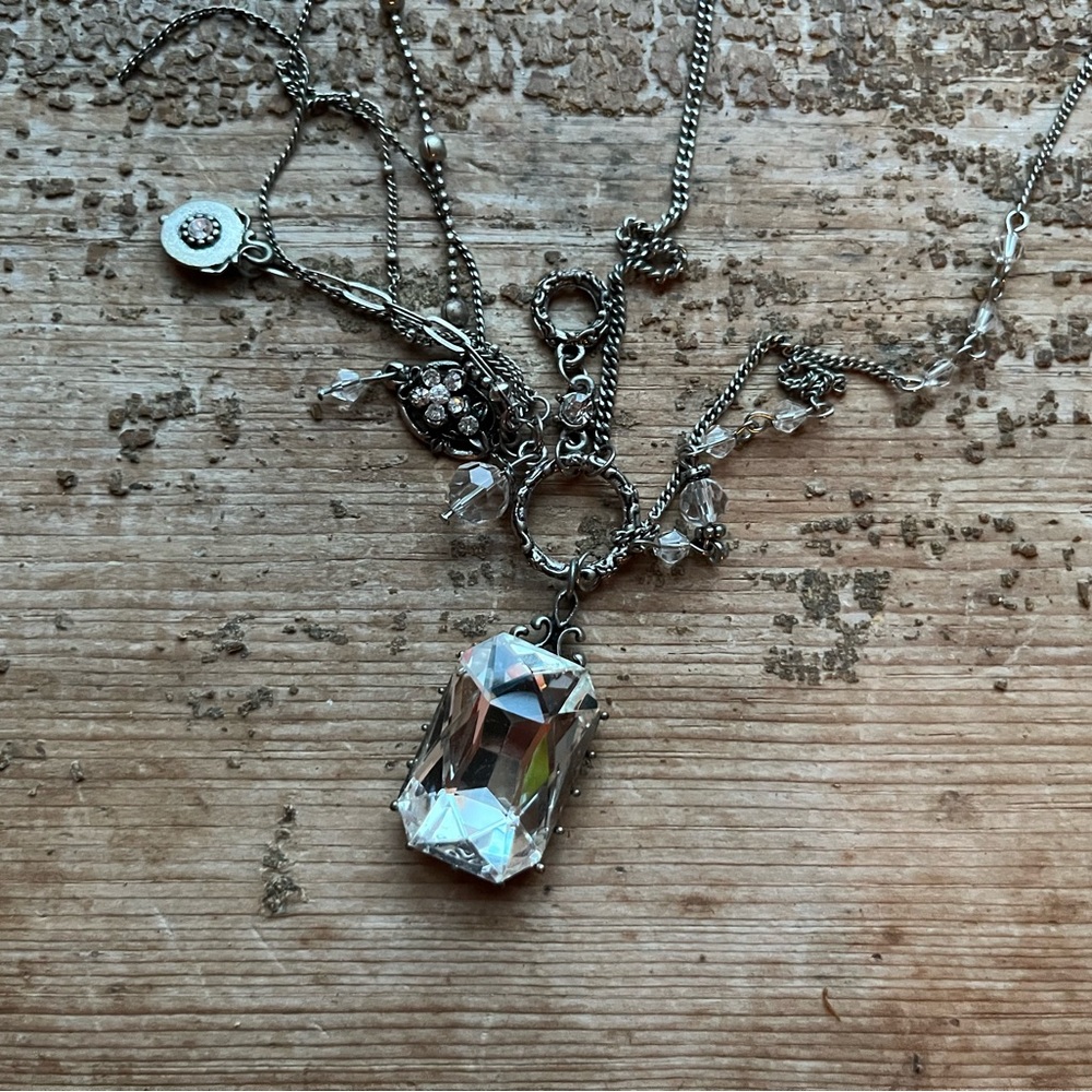 Silver Tone Jewel Necklace